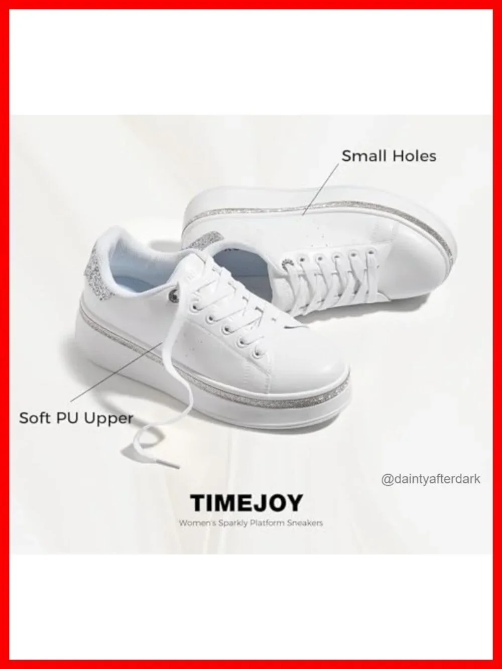 Glitter Platform Sneakers Women's Low Top Lace Up Anti-Slip Streetwear